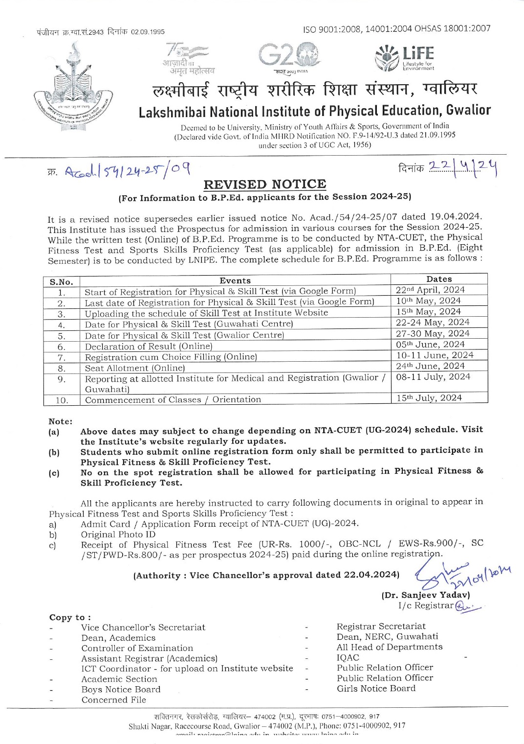 B.P.Ed Notice 22-04-2024